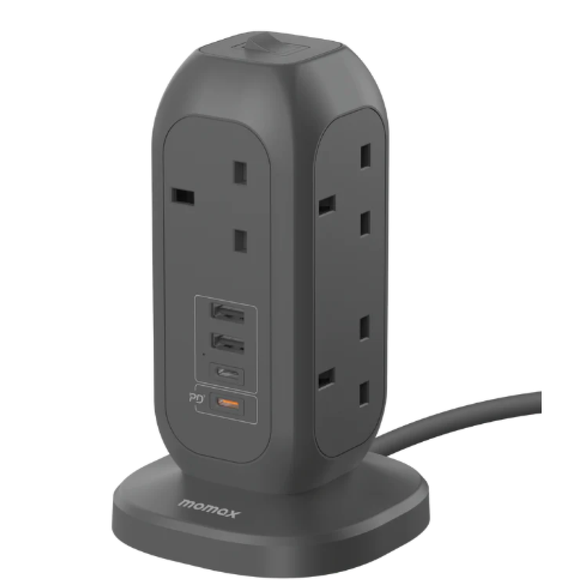 Momax US18UKE 1-Plug PD20W 2A2C 7位拖板 (灰色)